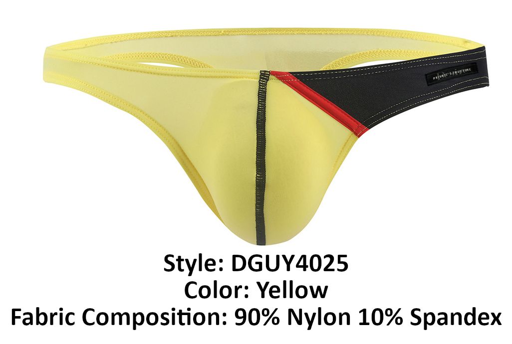 Private Structure Men's Underwear DGUY4025 Desire Glaze G-String Color Yellow