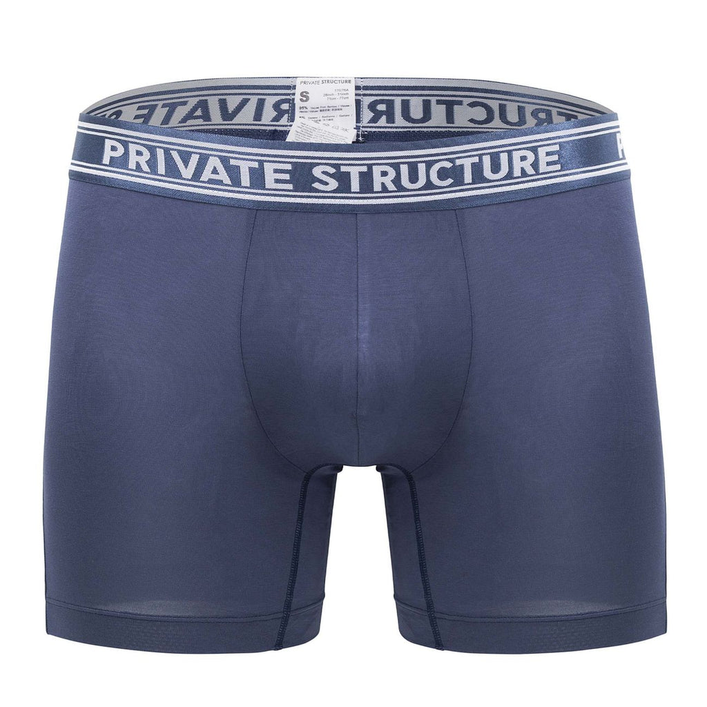Private Structure Men's Underwear PBUT4380 Bamboo Mid Waist Boxer Briefs Color Citadel Blue