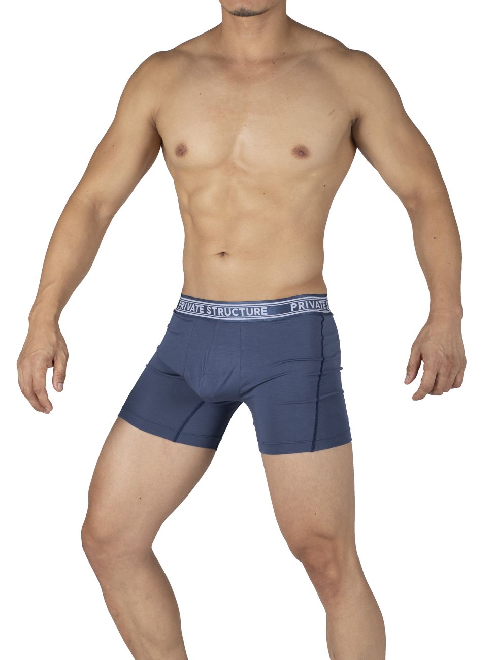 Private Structure Men's Underwear PBUT4380 Bamboo Mid Waist Boxer Briefs Color Citadel Blue