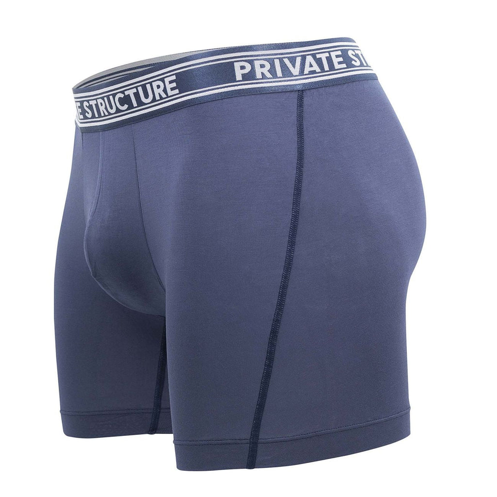 Private Structure Men's Underwear PBUT4380 Bamboo Mid Waist Boxer Briefs Color Citadel Blue