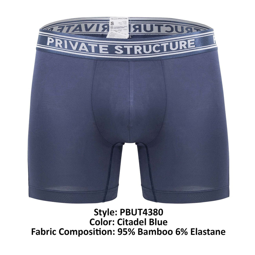 Private Structure Men's Underwear PBUT4380 Bamboo Mid Waist Boxer Briefs Color Citadel Blue