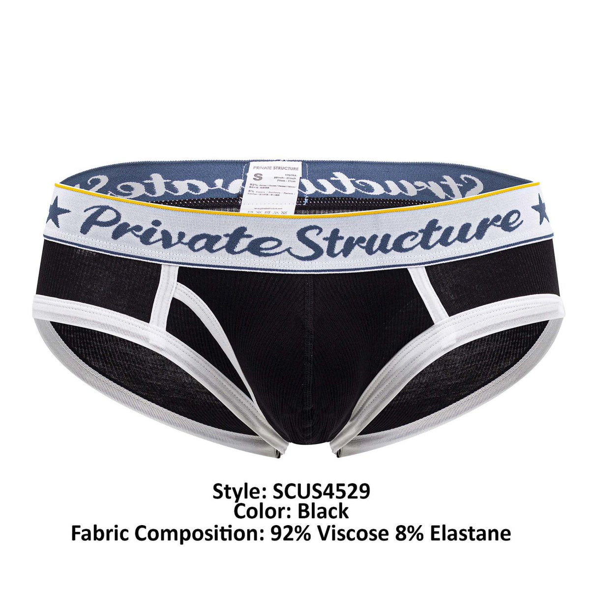 Private Structure Men's Underwear SCUS4529 Classic Mid Waist Mini Briefs Color Black