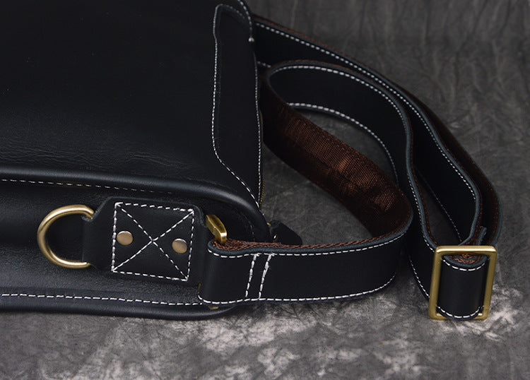 Retro Men Messenger Bag Full Grain Leather Men Shoulder Bag Men Crossbody Bag
