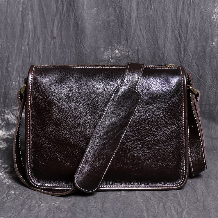 Retro Men Messenger Bag Full Grain Leather Men Shoulder Bag Men Crossbody Bag