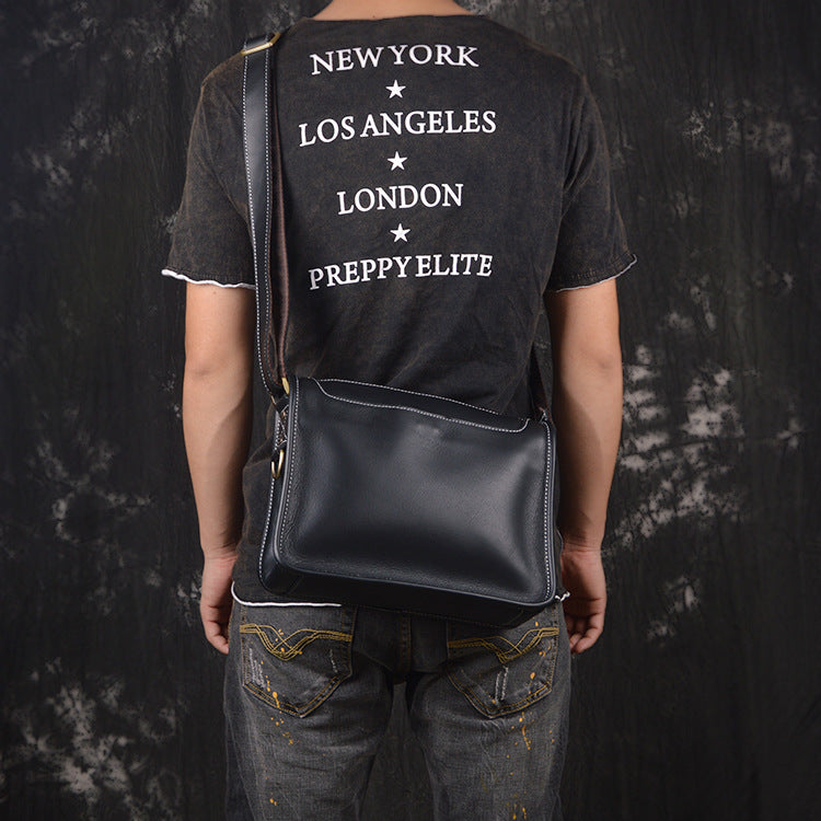 Retro Men Messenger Bag Full Grain Leather Men Shoulder Bag Men Crossbody Bag