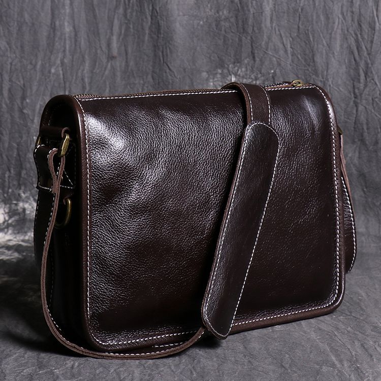 Retro Men Messenger Bag Full Grain Leather Men Shoulder Bag Men Crossbody Bag
