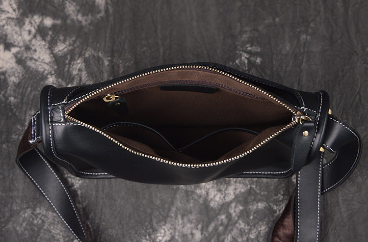 Retro Men Messenger Bag Full Grain Leather Men Shoulder Bag Men Crossbody Bag