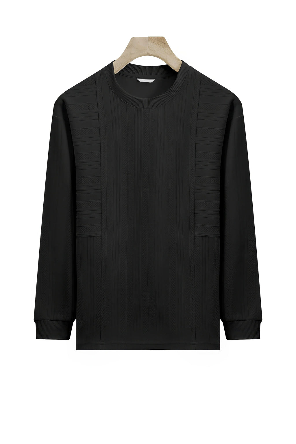 Men's Long Sleeve Knit Sweater with Textured Pattern