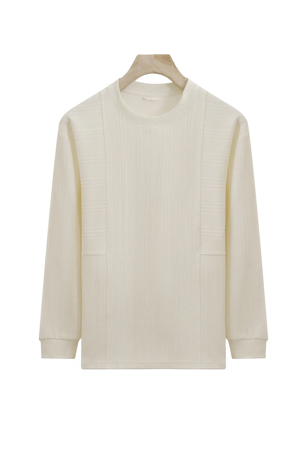Men's Long Sleeve Knit Sweater with Textured Pattern