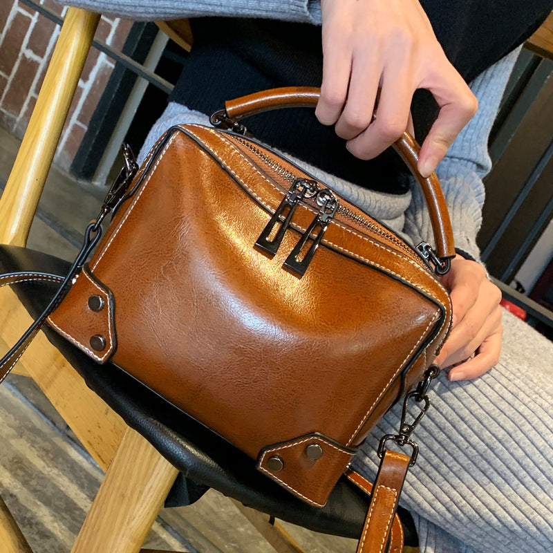 Top Grain Leather Crossbody Bag Women Natural Leather Shoulder Bag Vintage Style Leather Handbag Christmas Gift For Her SX6626