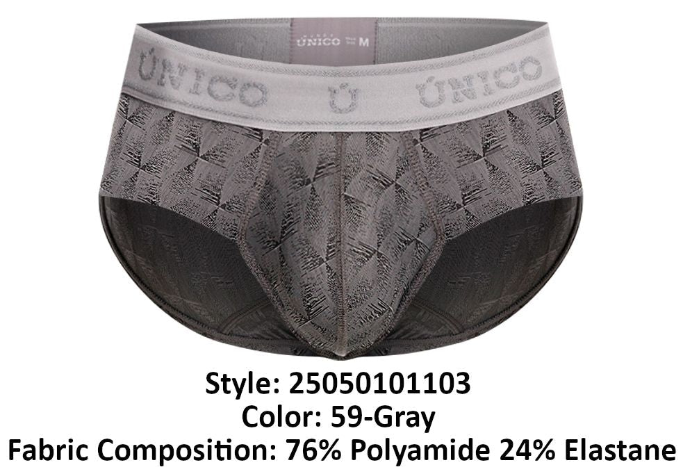 Mundo Unico Men's Underwear 25050101103 Chisell Briefs Color 59-Gray