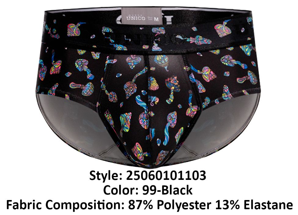 Mundo Unico Men's Underwear 25060101103 Hongos Briefs Color 99-Black
