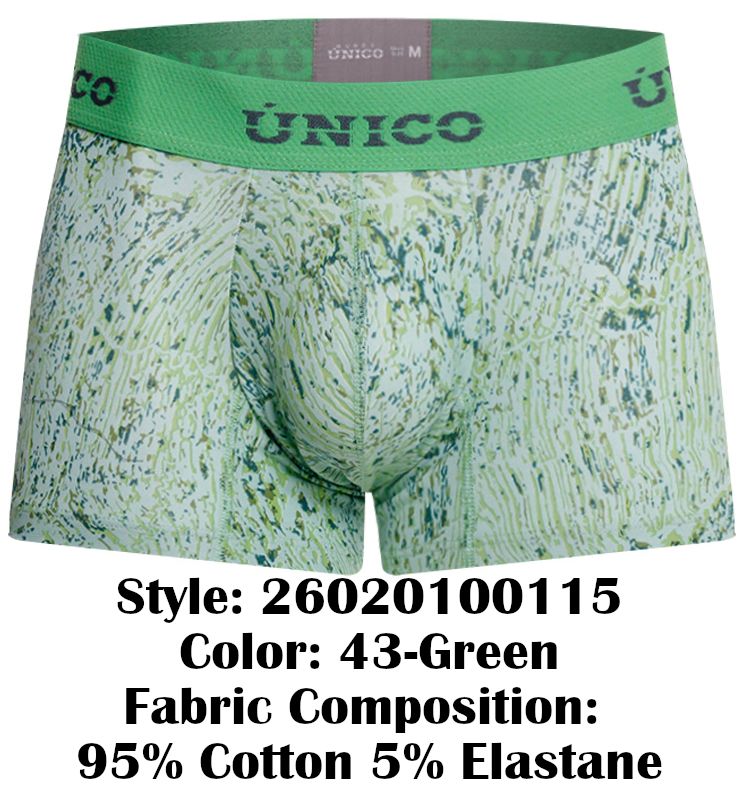 Mundo Unico Men's Underwear 26020100115 Hunos Trunks Color 43-Green