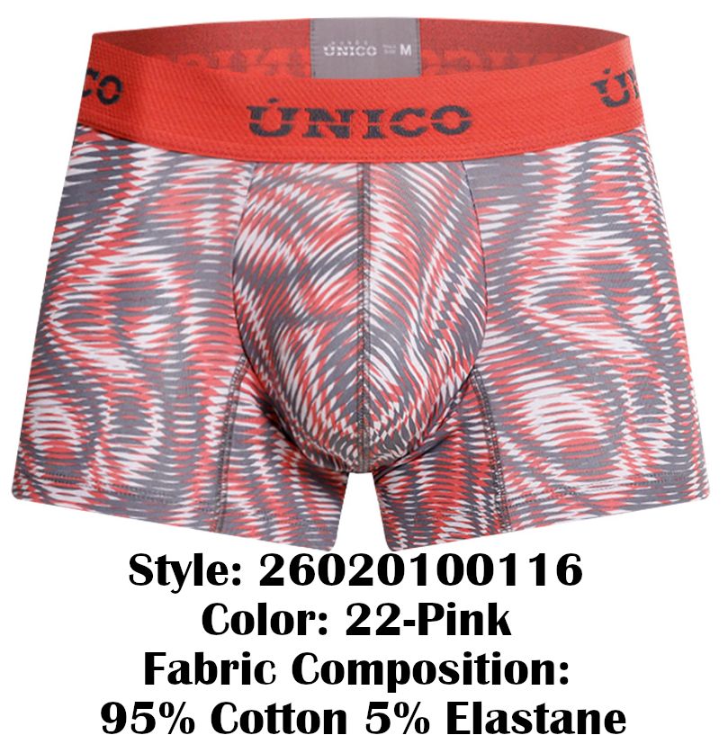 Mundo Unico Men's Underwear 26020100116 Acanalado Trunks Color 22-Pink