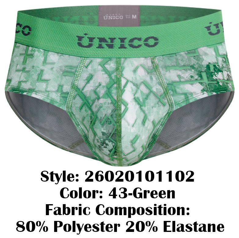 Mundo Unico Men's Underwear 26020101102 Piramide Briefs Color 43-Green