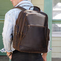 Vintage Leather Backpack Full Grain Crazy Horse Leather Travel Backpack Large Laptop Backpack Retro Rucksack