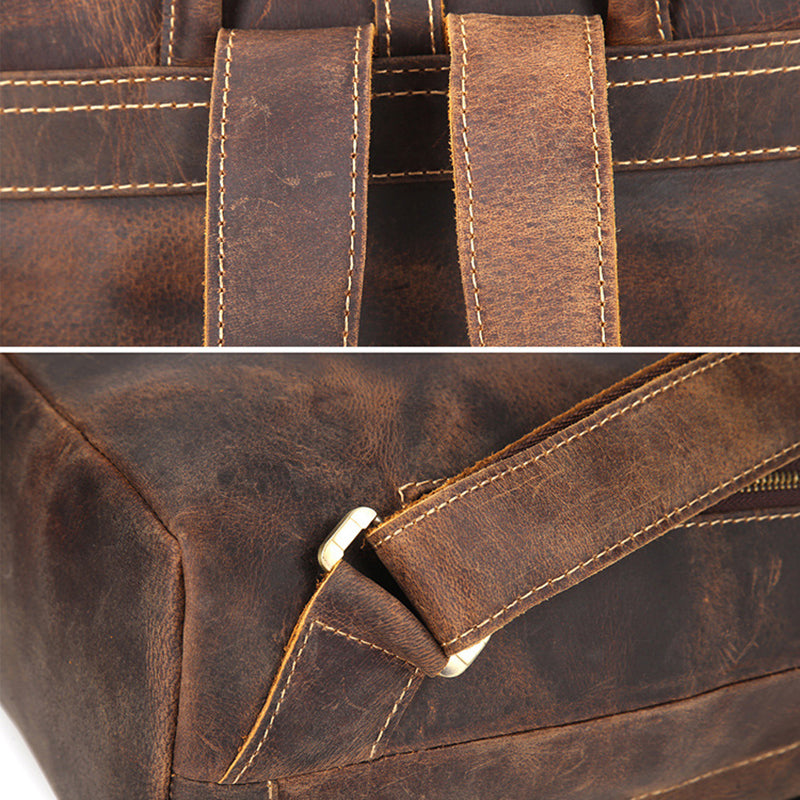 Vintage Leather Backpack Full Grain Leather Travel Backpack College Rucksack For Men Handmade Leather Knapsack
