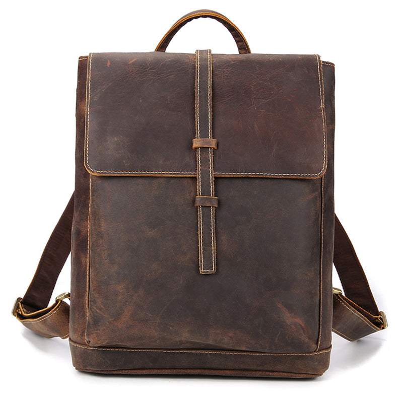 Vintage Leather Backpack Full Grain Leather Travel Backpack College Rucksack For Men Handmade Leather Knapsack