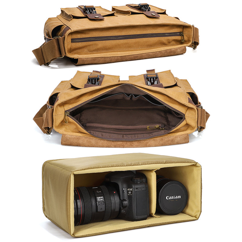Waterproof Canvas Camera Bag Shoulder Bag Case SLR/DSLR Camera Bags Canvas And Leather Camera Bags