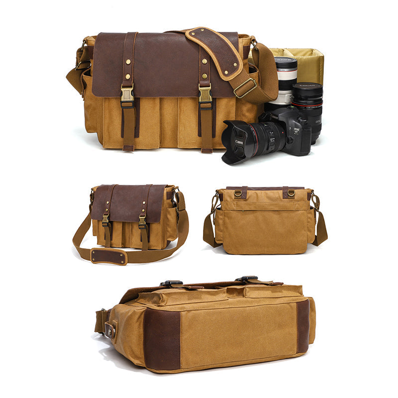 Waterproof Canvas Camera Bag Shoulder Bag Case SLR/DSLR Camera Bags Canvas And Leather Camera Bags
