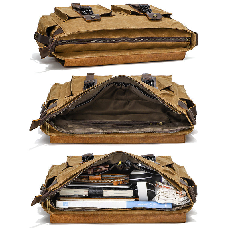 Waterproof Waxed Canvas Camera Bag Canvas With Leather DSLR Camera Bag Canvas Shoulder Messenger Bag