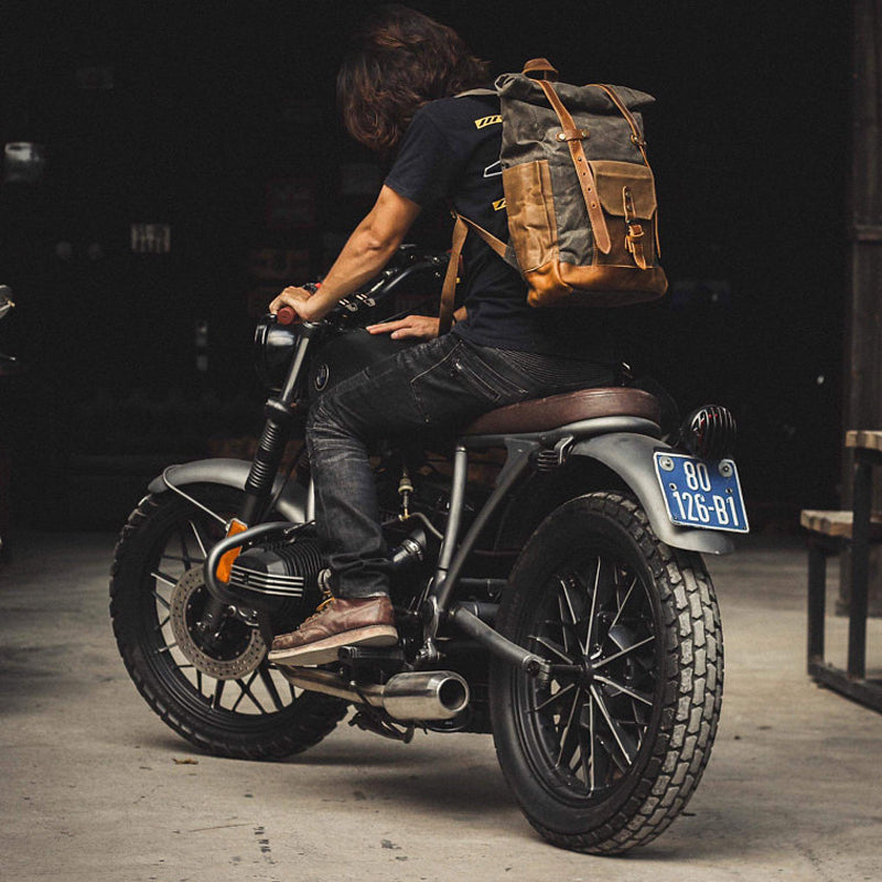 Wax Canvas With Full Grain Leather Travel Backpack Waterproof Waxed Canvas Laptop Rucksack Canvas Outdoor Backpack