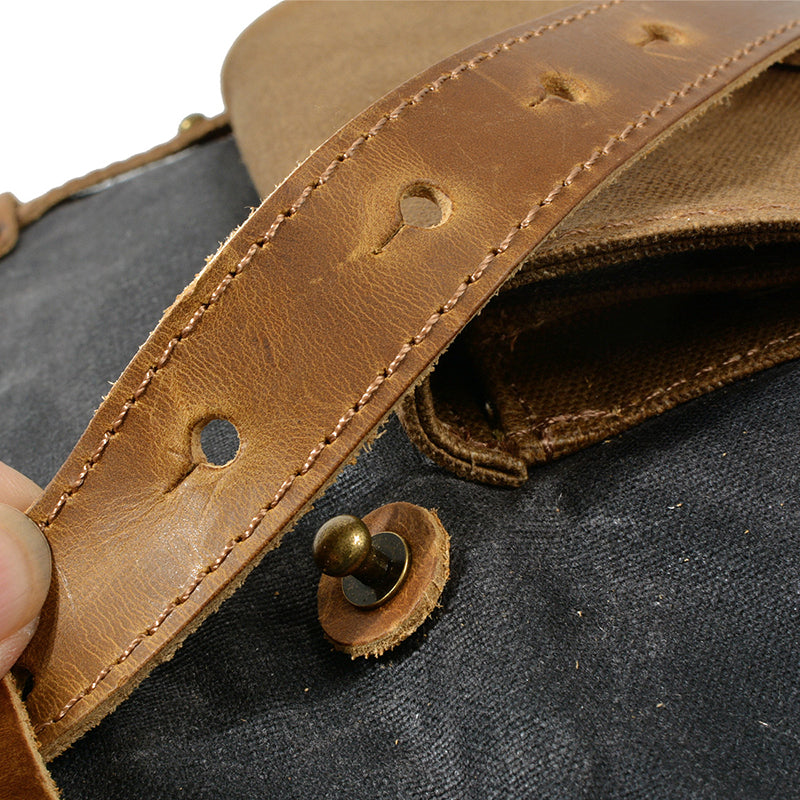 Wax Canvas With Full Grain Leather Travel Backpack Waterproof Waxed Canvas Laptop Rucksack Canvas Outdoor Backpack