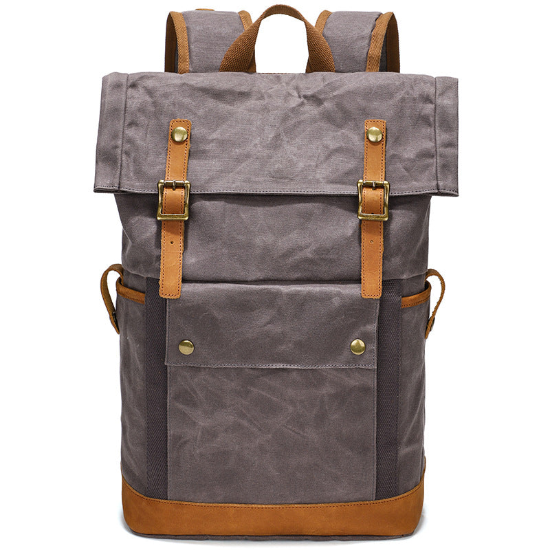 Waxed Canvas Backpack Canvas Rolltop Backpack Waterproof Canvas Laptop Backpack Large Capacity Travel Backpack