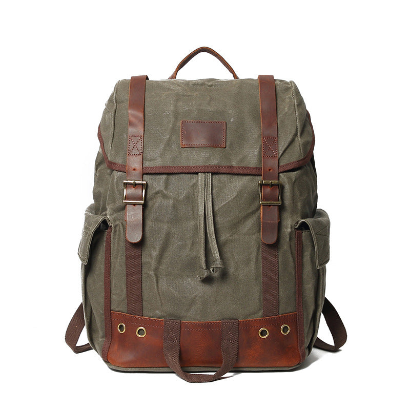 Waxed Canvas Laptop Backpack Flap Cover Canvas Travel Backpack Waterproof Canvas School Backpack Outdoor Backpack