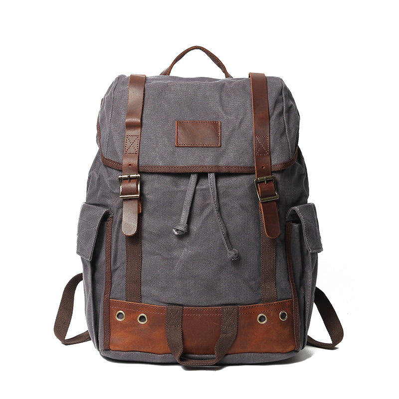 Waxed Canvas Laptop Backpack Flap Cover Canvas Travel Backpack Waterproof Canvas School Backpack Outdoor Backpack