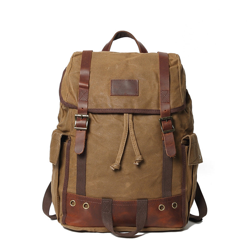 Waxed Canvas Laptop Backpack Flap Cover Canvas Travel Backpack Waterproof Canvas School Backpack Outdoor Backpack