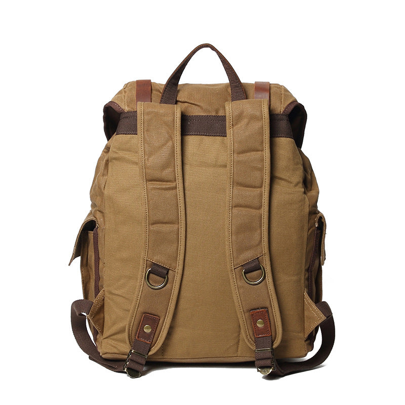 Waxed Canvas Laptop Backpack Flap Cover Canvas Travel Backpack Waterproof Canvas School Backpack Outdoor Backpack