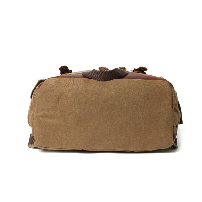 Waxed Canvas Laptop Backpack Flap Cover Canvas Travel Backpack Waterproof Canvas School Backpack Outdoor Backpack