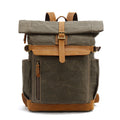 Waxed Canvas Leather Backpack Large Travel School Bag Mens Laptop Rucksack