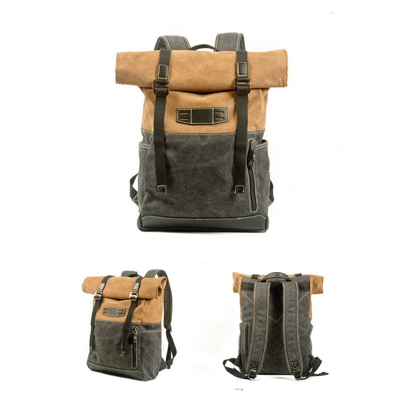 Waxed Canvas Travel Backpack Waterproof Canvas And Full Grain Leather Laptop Backpack Retro Outdoor Rucksack