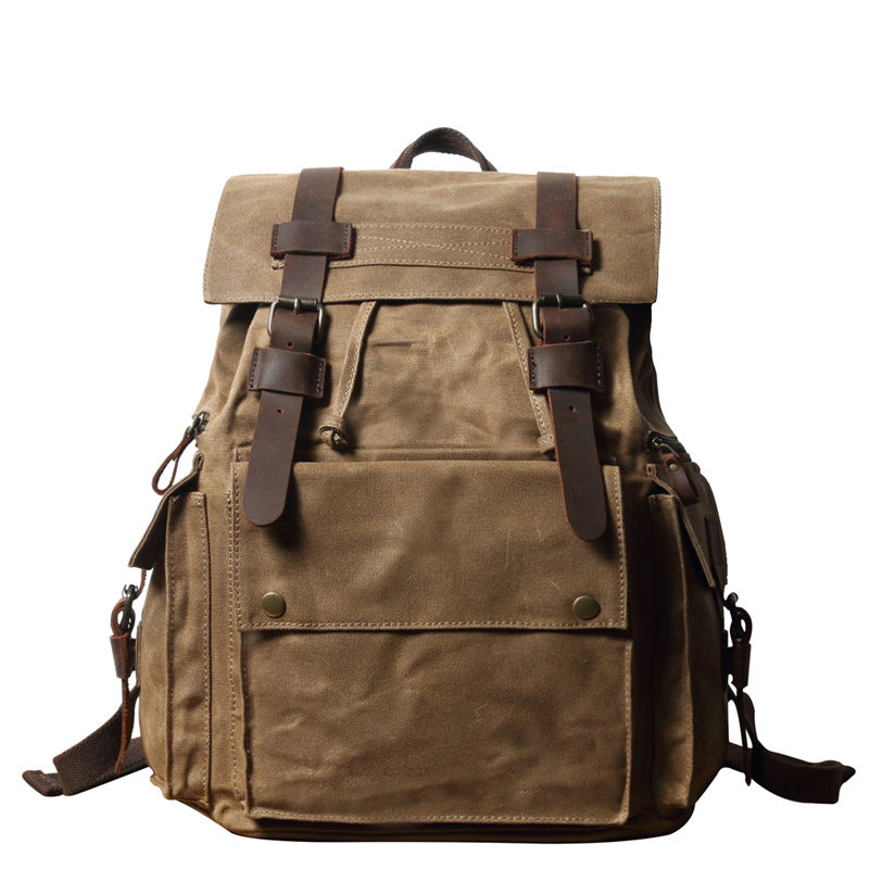 Waxed Canvas Travel Backpack Men Waterproof Laptop Backpack Retro School Backpack