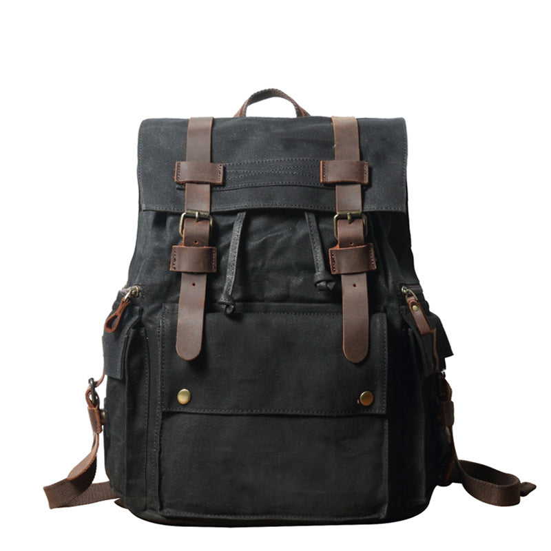 Waxed Canvas Travel Backpack Men Waterproof Laptop Backpack Retro School Backpack
