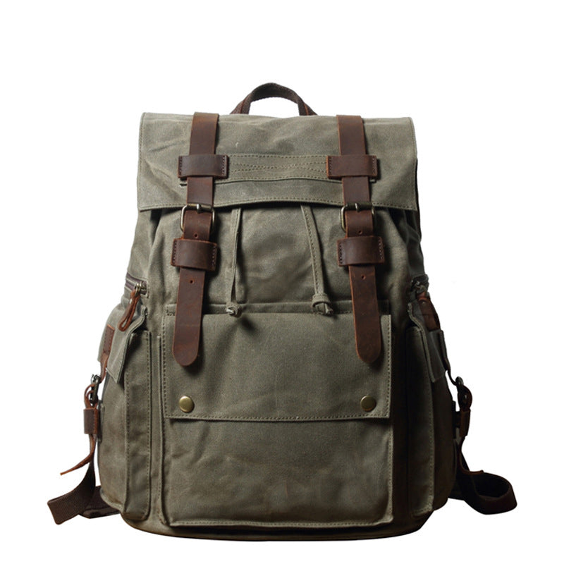 Waxed Canvas Travel Backpack Men Waterproof Laptop Backpack Retro School Backpack