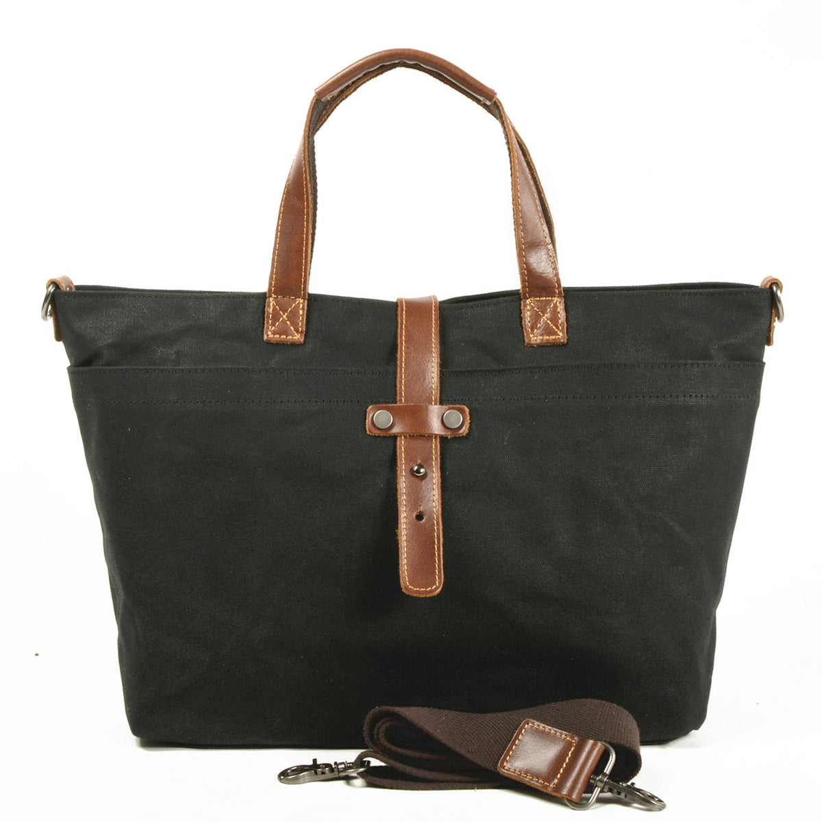 Flash Sale Waxed Canvas With Full Grain Leather Tote Waterproof Crossbody Bag Large Capacity Shopper Bag