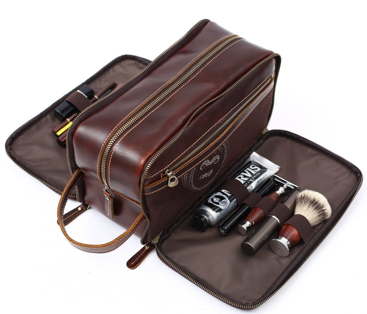 Groomsmen Gift Personalized Leather Toiletry Bag Waterproof Leather Dopp Kit Men's Shaving Kit, Groomsmen Proposal