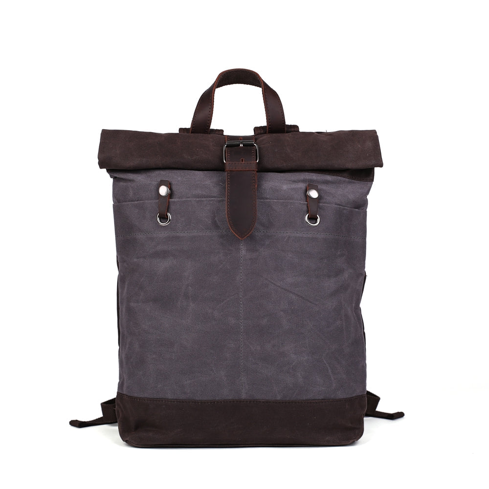 Flash Sale Waxed Canvas Leather Backpack, Student Backpack, Rucksack, School Backpack MC16950