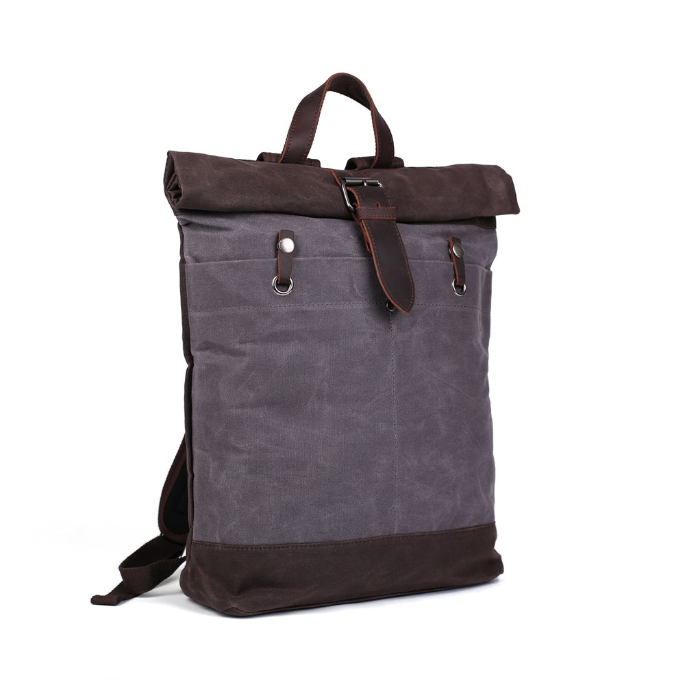 Flash Sale Waxed Canvas Leather Backpack, Student Backpack, Rucksack, School Backpack MC16950