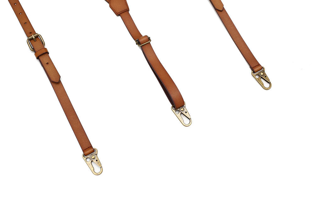 Mens Leather Suspenders Adjustable Leather Braces with 4 Metal Hook Clips Wedding Party Suspenders Groomsmen Gift