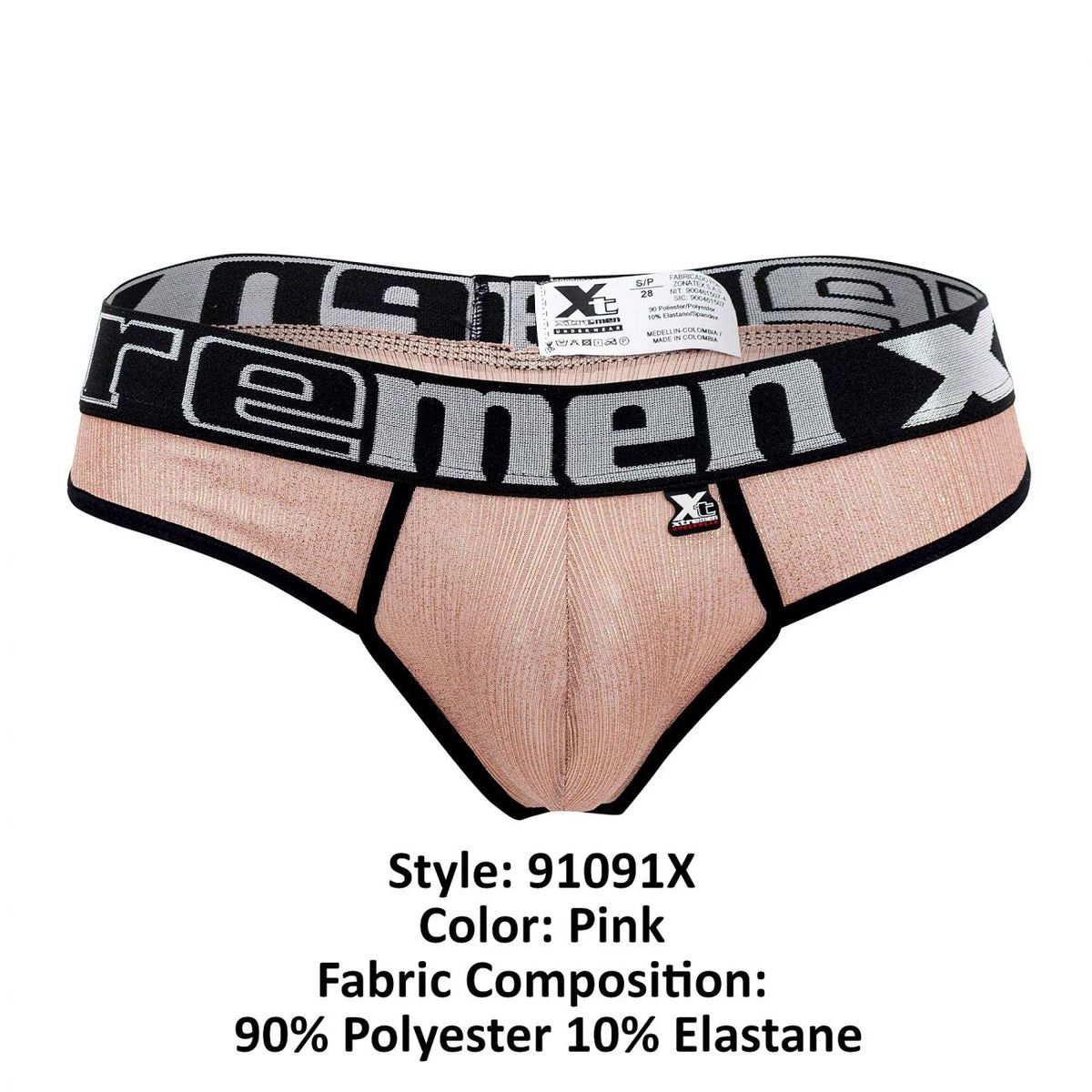 Xtremen Men's Underwear 91091X Frice Microfiber Thongs Color Pink