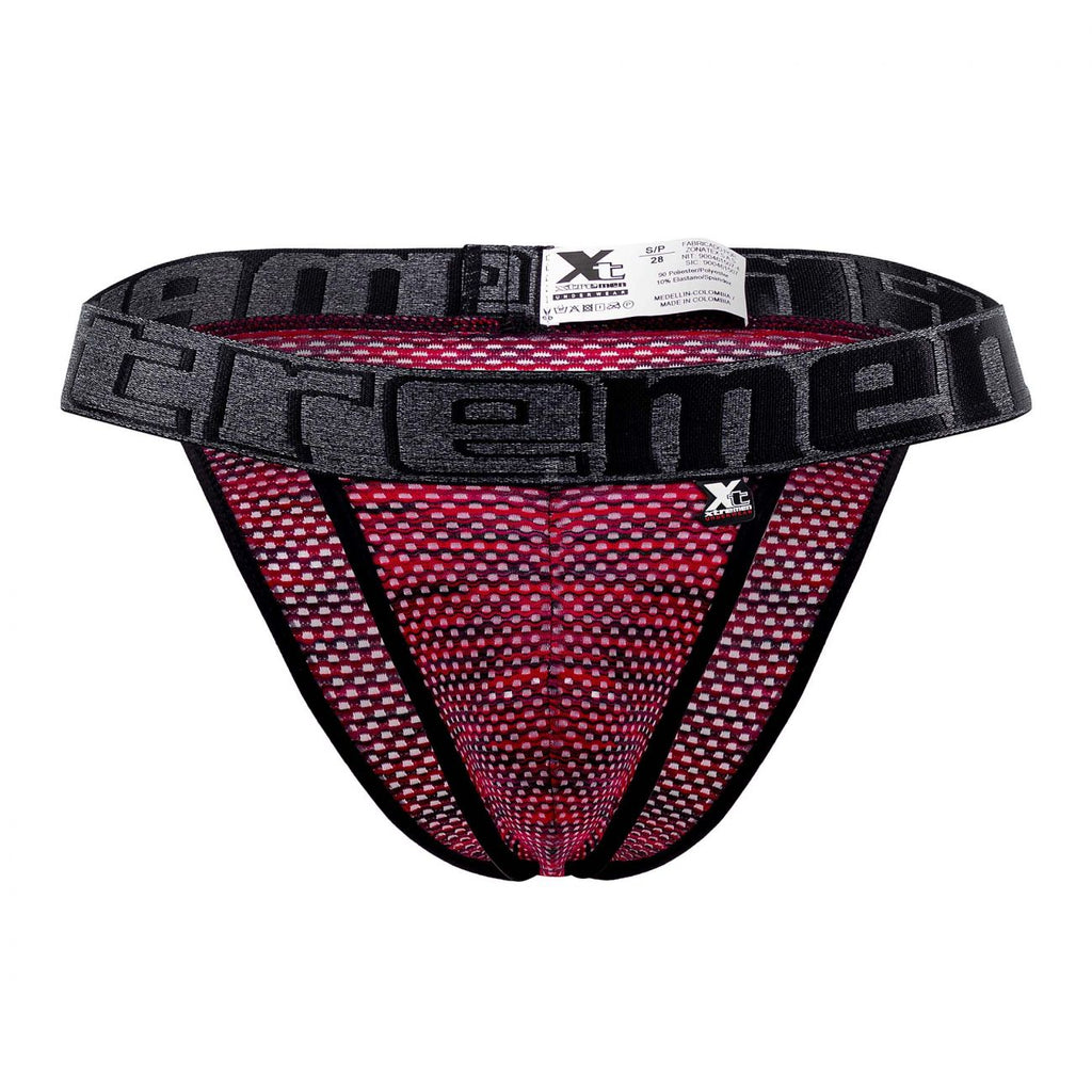 Xtremen Men's Underwear 91098X Microfiber Mesh Bikini Color Red