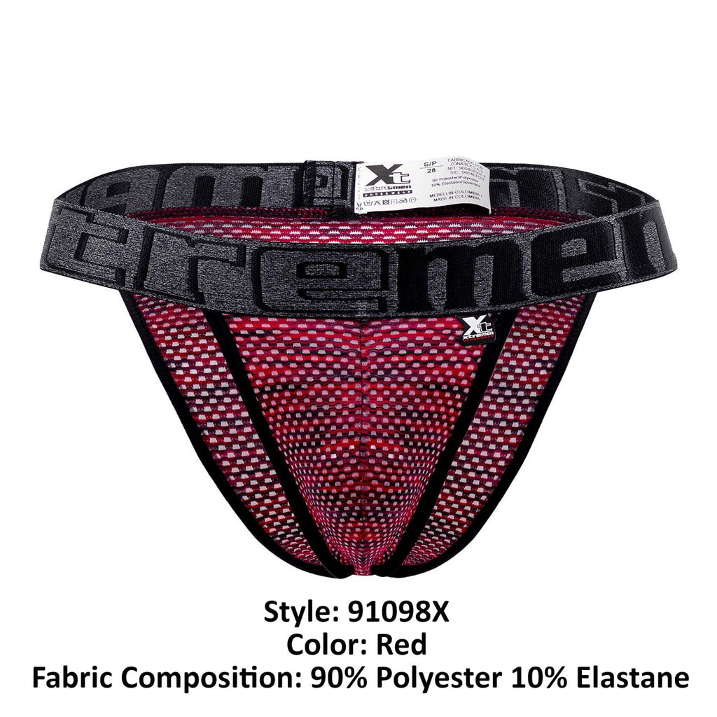 Xtremen Men's Underwear 91098X Microfiber Mesh Bikini Color Red