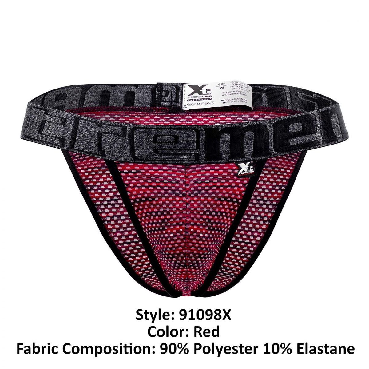 Xtremen Men's Underwear 91098X Microfiber Mesh Bikini Color Red