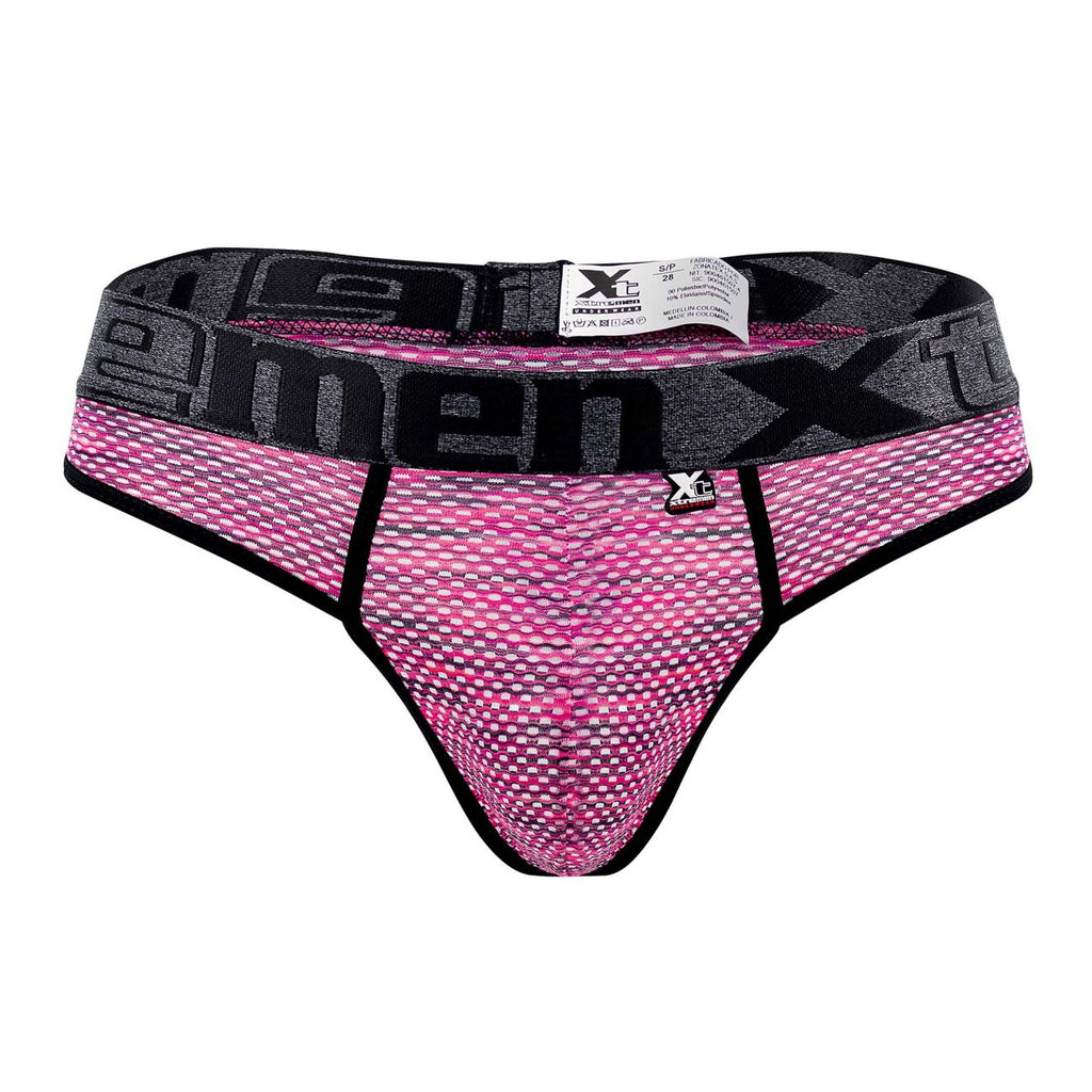 Xtremen Men's Underwear 91100X Microfiber Mesh Thongs Color Pink