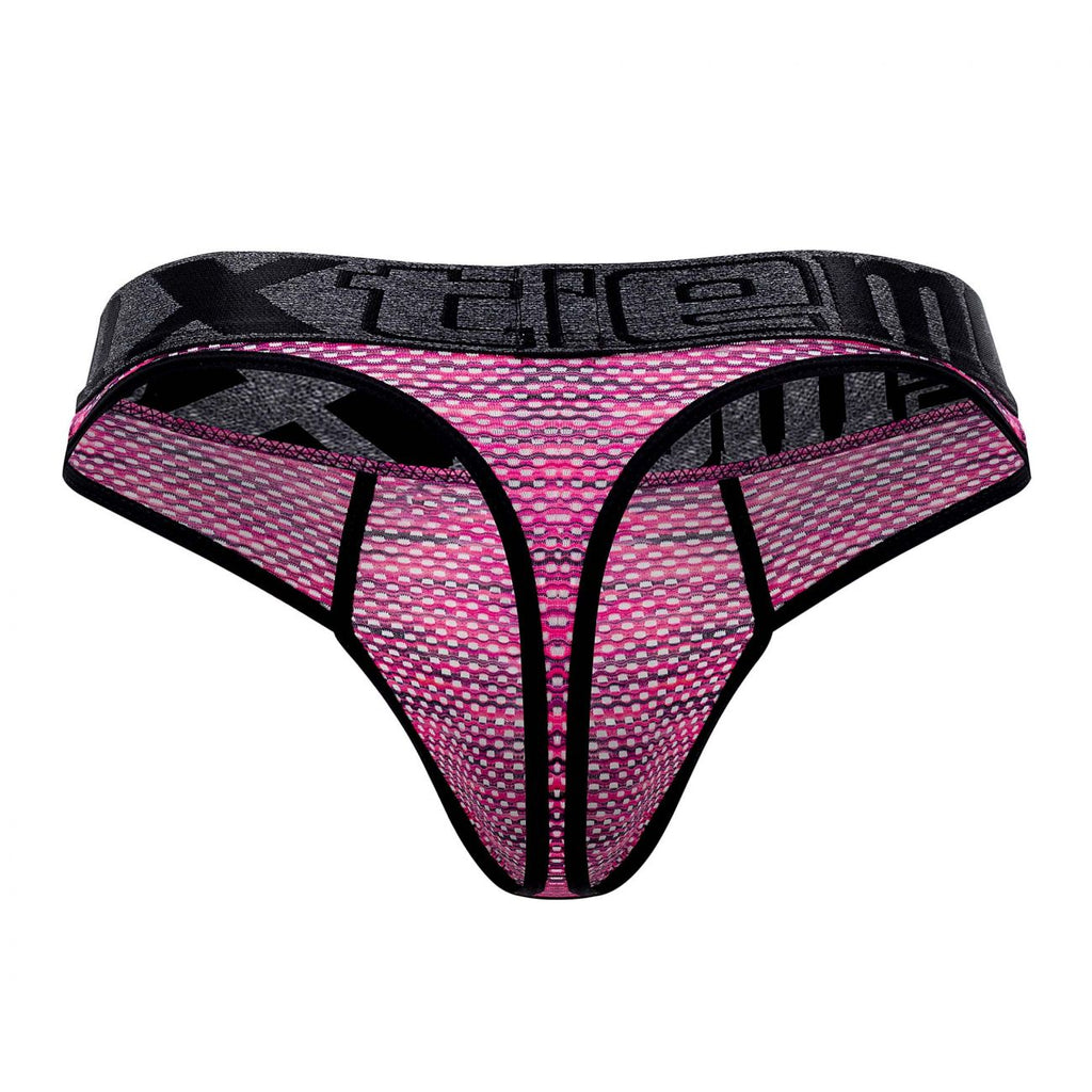 Xtremen Men's Underwear 91100X Microfiber Mesh Thongs Color Pink