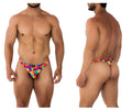 Xtremen Men's Underwear 91171 Printed Thongs Color Cubes